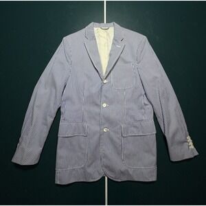 Vintage Polo Golf Ralph Lauren Blazer Men's 40R Blue‎ White Striped Sport Coat